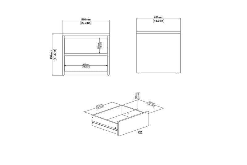 Varun Sengebord 52 cm - Hvit - Møbler - Bord - Avlastningsbord & sidobord - Sengebord & nattbord
