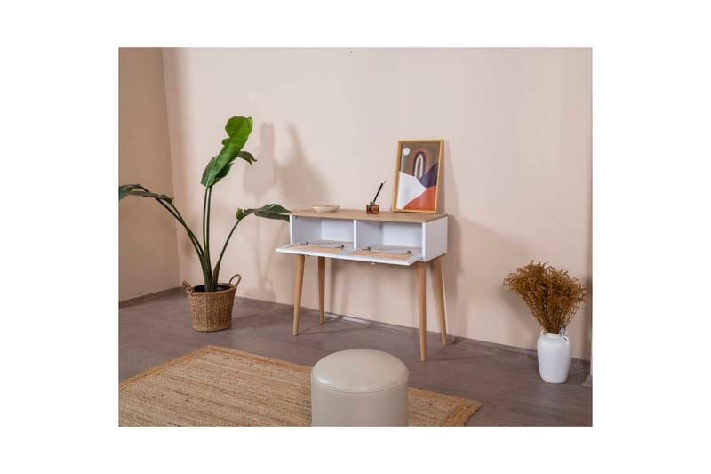 Velin Konsollbord 95 cm - Mellomfarget tre/Hvit - Møbler - Bord - Avlastningsbord & sidobord - Konsollbord & gangbord