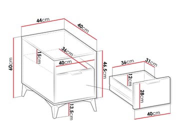 Vemdalen Nattbord 44 cm - brun - Møbler - Bord - Avlastningsbord & sidobord - Sengebord & nattbord