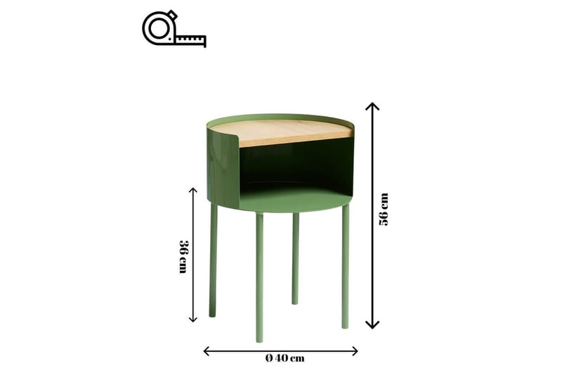 Veyric Sidebord 40 cm - Grønn - Møbler - Bord - Avlastningsbord & sidobord - Lampebord & sidebord