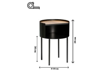 Veyric Sidebord 40 cm - Sort - Møbler - Bord - Avlastningsbord & sidobord - Lampebord & sidebord