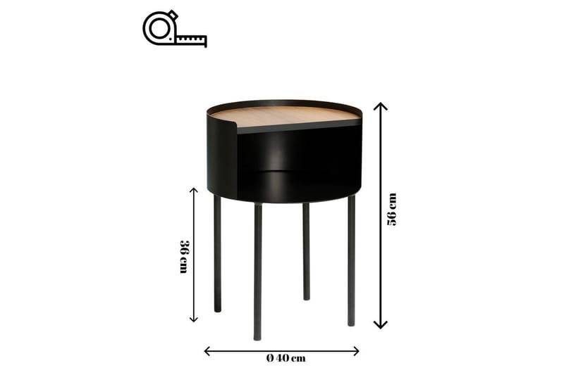 Veyric Sidebord 40 cm - Sort - Møbler - Bord - Avlastningsbord & sidobord - Lampebord & sidebord