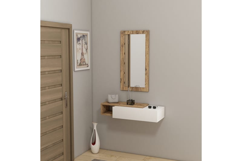 Vien Sidebord 82 cm - Brun/Hvit - Møbler - Bord - Avlastningsbord & sidobord - Lampebord & sidebord