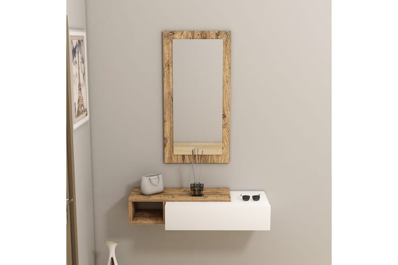 Vien Sidebord 82 cm - Brun/Hvit - Møbler - Bord - Avlastningsbord & sidobord - Lampebord & sidebord