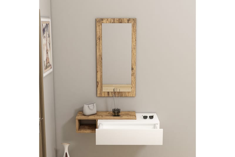 Vien Sidebord 82 cm - Brun/Hvit - Møbler - Bord - Avlastningsbord & sidobord - Lampebord & sidebord