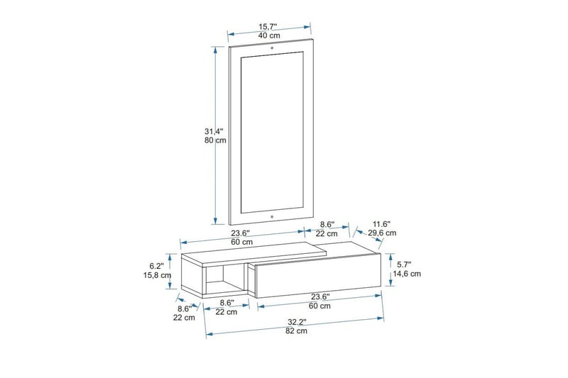 Vien Sidebord 82 cm - Brun/Hvit - Møbler - Bord - Avlastningsbord & sidobord - Lampebord & sidebord