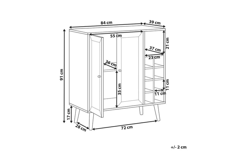 Vinskap Tullamore med 2 dører - Møbler - Bord - Avlastningsbord & sidobord - Lampebord & sidebord