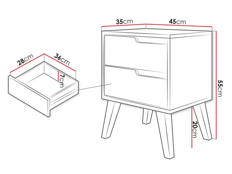 Virello Nattbord 45 cm - beige - Møbler - Bord - Avlastningsbord & sidobord - Sengebord & nattbord