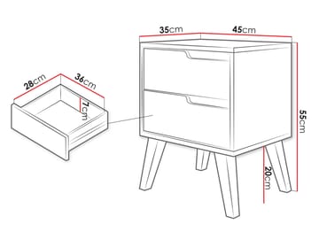 Virello Nattbord 45 cm - beige - Møbler - Bord - Avlastningsbord & sidobord - Sengebord & nattbord