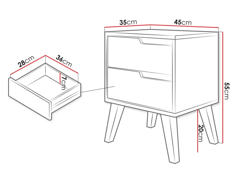 Virello Nattbord 45 cm - beige - Møbler - Bord - Avlastningsbord & sidobord - Sengebord & nattbord