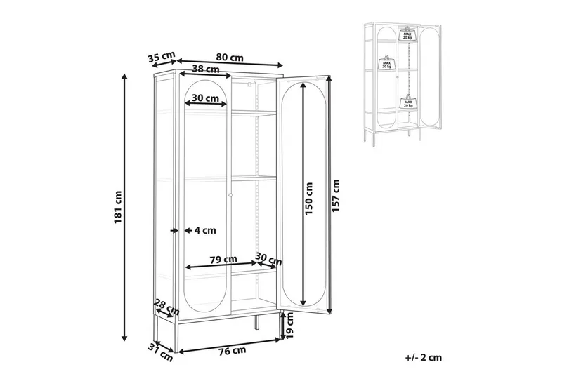Vitrine Foxton - Oppbevaring - Skap - Vitrineskap
