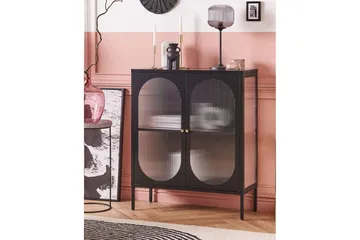 Vitrine Sarre Sort, Gull - Sort, Gull - Oppbevaring - Skap - Vitrineskap