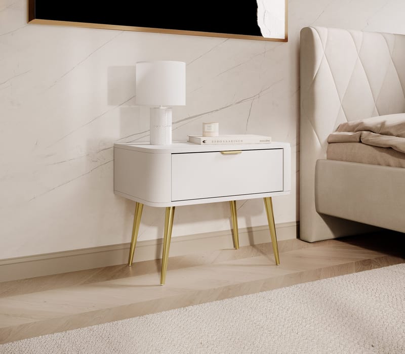 Walia Nattbord 63 cm - Hvit - Møbler - Bord - Avlastningsbord & sidobord - Sengebord & nattbord