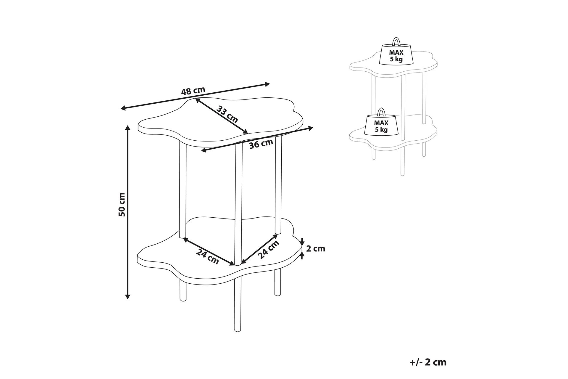 Yokley Sidebord 48 cm - Hvit/Svart - Møbler - Bord - Avlastningsbord & sidobord - Lampebord & sidebord