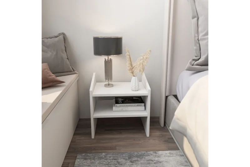 Zalric Nattbord 45 cm - Hvit - Møbler - Bord - Avlastningsbord & sidobord - Sengebord & nattbord