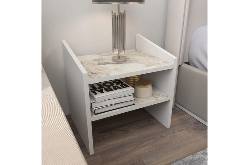 Zalric Nattbord 45 cm - Hvit - Møbler - Bord - Avlastningsbord & sidobord - Sengebord & nattbord