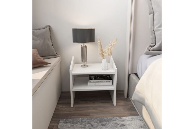 Zalric Nattbord 45 cm - Hvit - Møbler - Bord - Avlastningsbord & sidobord - Sengebord & nattbord