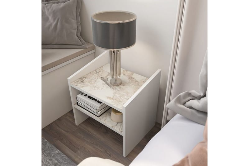 Zalric Nattbord 45 cm - Hvit - Møbler - Bord - Avlastningsbord & sidobord - Sengebord & nattbord