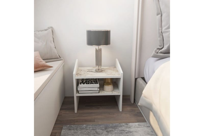 Zalric Nattbord 45 cm - Hvit - Møbler - Bord - Avlastningsbord & sidobord - Sengebord & nattbord