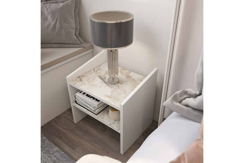 Zalric Nattbord 45 cm - Hvit - Møbler - Bord - Avlastningsbord & sidobord - Sengebord & nattbord