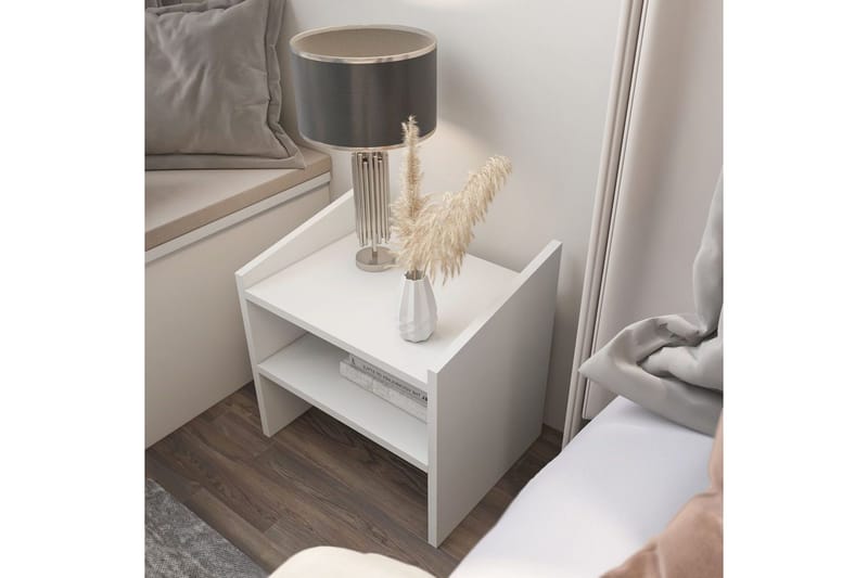 Zalric Nattbord 45 cm - Hvit - Møbler - Bord - Avlastningsbord & sidobord - Sengebord & nattbord
