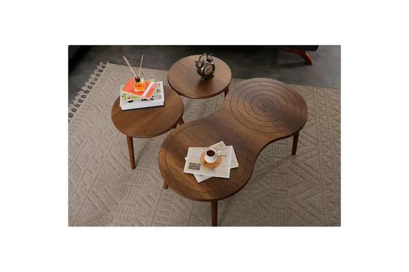 Zalvar Sett med bord 100 cm - Sand - Møbler - Bord - Avlastningsbord & sidobord - Settbord