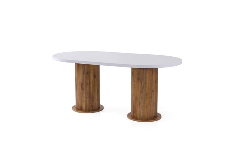 Babilas Ovalt Spisebord 180 cm med Tre- og Valnøttutseende - Hvit - Møbler - Bord - Spisebord & kjøkkenbord