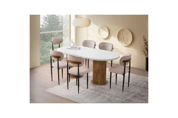 Babilas Ovalt Spisebord 180 cm med Tre- og Valnøttutseende - Hvit - Møbler - Bord - Spisebord & kjøkkenbord