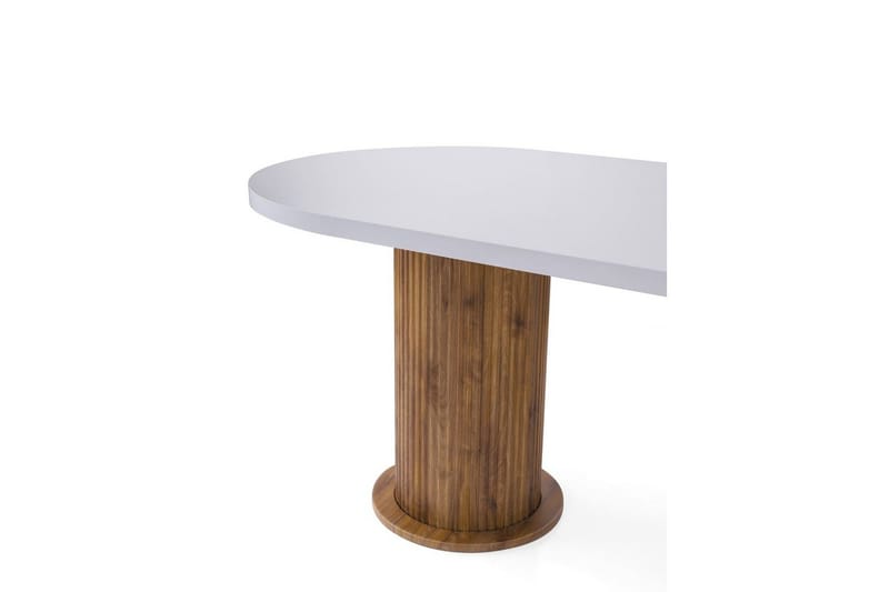 Babilas Ovalt Spisebord 180 cm med Tre- og Valnøttutseende - Hvit - Møbler - Bord - Spisebord & kjøkkenbord
