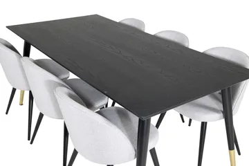 Balisa Matgruppe 180 cm Rektangulær med 6 Sedavi Stoler - Svart - Møbler - Bord - Spisegruppe