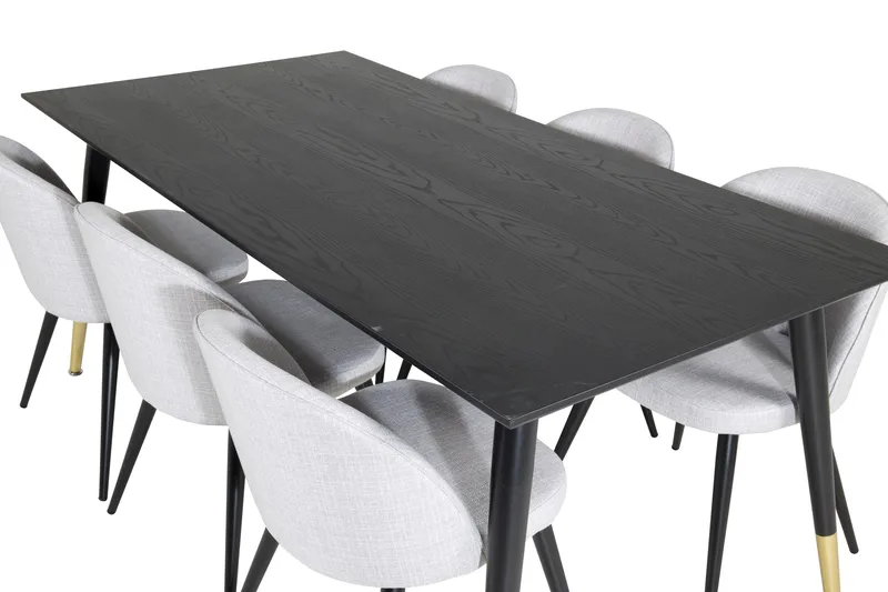 Balisa Matgruppe 180 cm Rektangulær med 6 Sedavi Stoler - Svart - Møbler - Bord - Spisegruppe