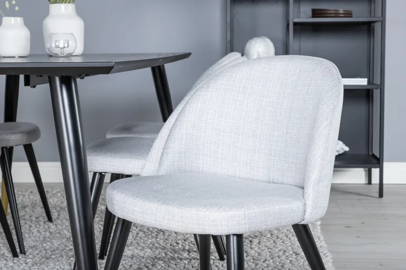 Balisa Matgruppe 180 cm Rektangulær med 6 Sedavi Stoler - Svart - Møbler - Bord - Spisegruppe