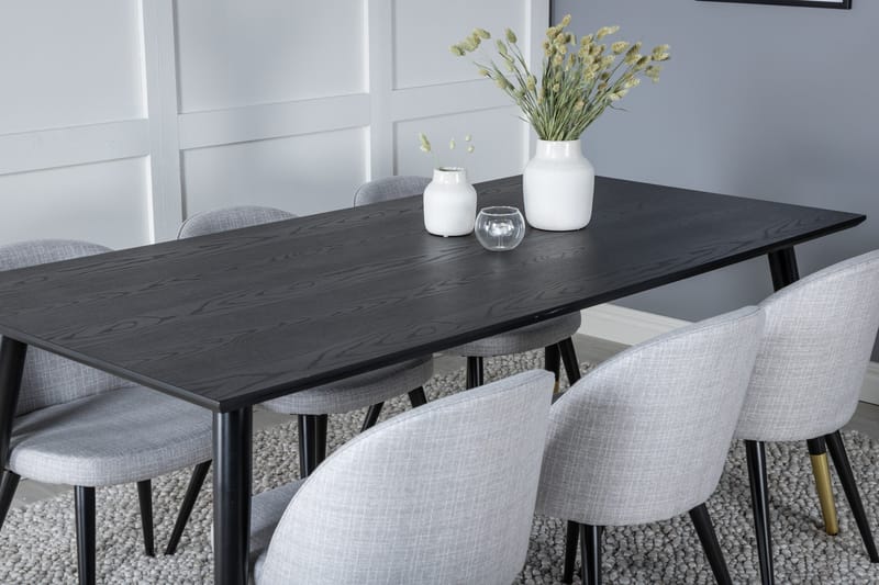 Balisa Matgruppe 180 cm Rektangulær med 6 Sedavi Stoler - Svart - Møbler - Bord - Spisegruppe