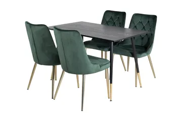 Balisa spisegruppe 120 cm inkl. 4 Valerie Lyx-fløyelsstoler - Svart/Mørkegrønn/Gull - Møbler - Bord - Spisegruppe