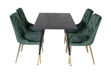 Balisa spisegruppe 120 cm inkl. 4 Valerie Lyx-fløyelsstoler - Svart/Mørkegrønn/Gull - Møbler - Bord - Spisegruppe
