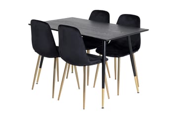 Balisa spisegruppe 120 cm inkl. 4 Pontus-fløyelsstoler - Svart/Messing - Møbler - Bord - Spisegruppe