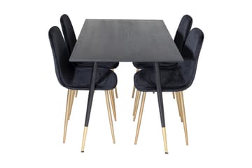 Balisa spisegruppe 120 cm inkl. 4 Pontus-fløyelsstoler - Svart/Messing - Møbler - Bord - Spisegruppe