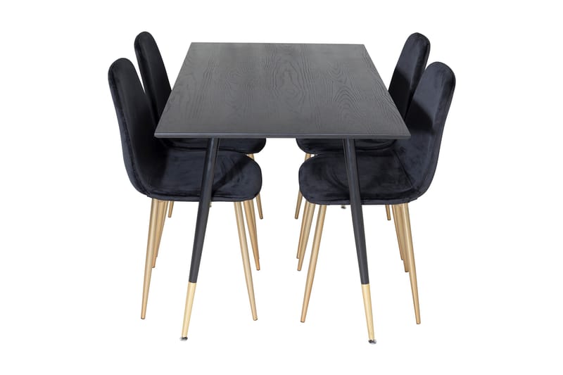 Balisa spisegruppe 120 cm inkl. 4 Pontus-fløyelsstoler - Svart/Messing - Møbler - Bord - Spisegruppe