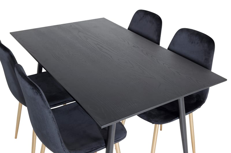 Balisa spisegruppe 120 cm inkl. 4 Pontus-fløyelsstoler - Svart/Messing - Møbler - Bord - Spisegruppe