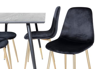Balisa spisegruppe 120 cm inkl. 4 Pontus-fløyelsstoler - Svart/Messing - Møbler - Bord - Spisegruppe