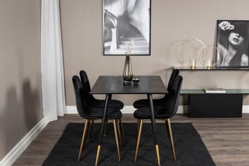 Balisa spisegruppe 120 cm inkl. 4 Pontus-fløyelsstoler - Svart/Messing - Møbler - Bord - Spisegruppe