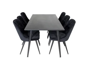 Balisa spisegruppe 180 cm inkl. 6 Valera Luksus stoler - Fløyel/Svart - Møbler - Bord - Spisegruppe
