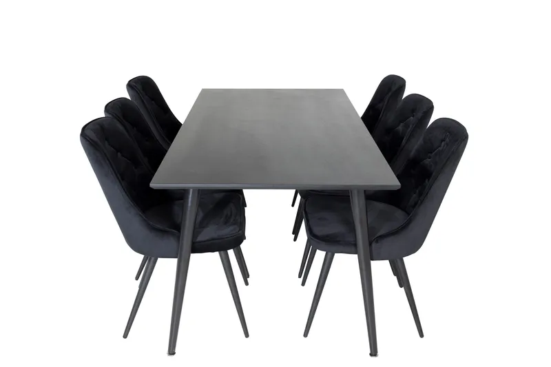 Balisa spisegruppe 180 cm inkl. 6 Valera Luksus stoler - Fløyel/Svart - Møbler - Bord - Spisegruppe