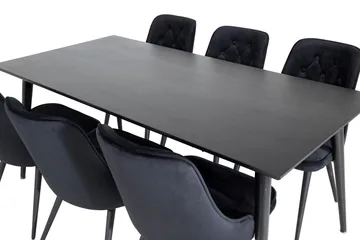 Balisa spisegruppe 180 cm inkl. 6 Valera Luksus stoler - Fløyel/Svart - Møbler - Bord - Spisegruppe