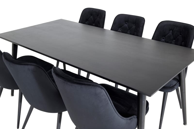 Balisa spisegruppe 180 cm inkl. 6 Valera Luksus stoler - Fløyel/Svart - Møbler - Bord - Spisegruppe