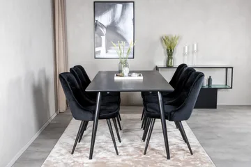 Balisa spisegruppe 180 cm inkl. 6 Valera Luksus stoler - Fløyel/Svart - Møbler - Bord - Spisegruppe