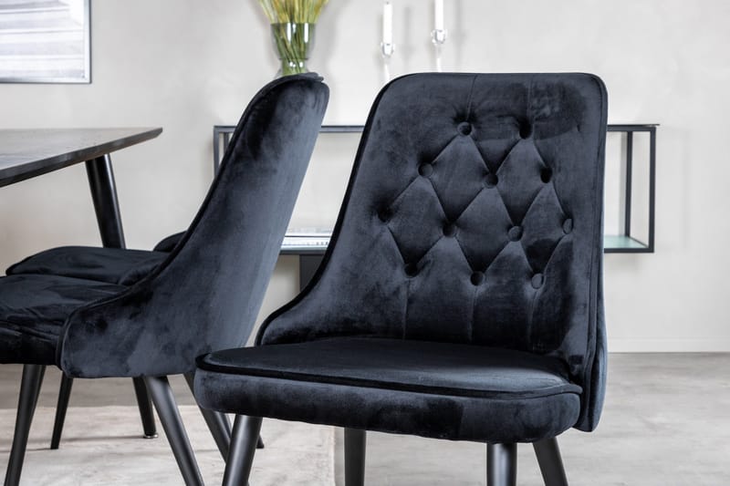 Balisa spisegruppe 180 cm inkl. 6 Valera Luksus stoler - Fløyel/Svart - Møbler - Bord - Spisegruppe