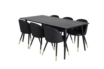 Balisa Spisegruppe 180 cm inkl. 6 Valera Stoler - Svart/Messing - Møbler - Bord - Spisegruppe