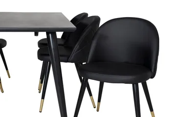 Balisa Spisegruppe 180 cm inkl. 6 Valera Stoler - Svart/Messing - Møbler - Bord - Spisegruppe