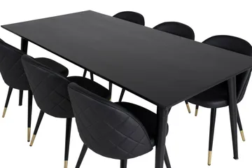 Balisa Spisegruppe 180 cm inkl. 6 Valera Stoler - Svart/Messing - Møbler - Bord - Spisegruppe